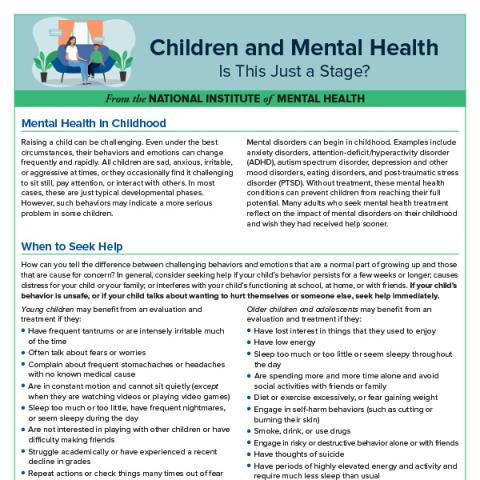 Children and Mental Health: Is This Just a Stage?