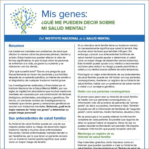 Mis genes: me pueden decir sobre mi salud mental? | NIMH Information Resource